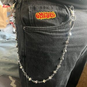 New silver tone dice wallet chain (also called a pants chain or jean chain)